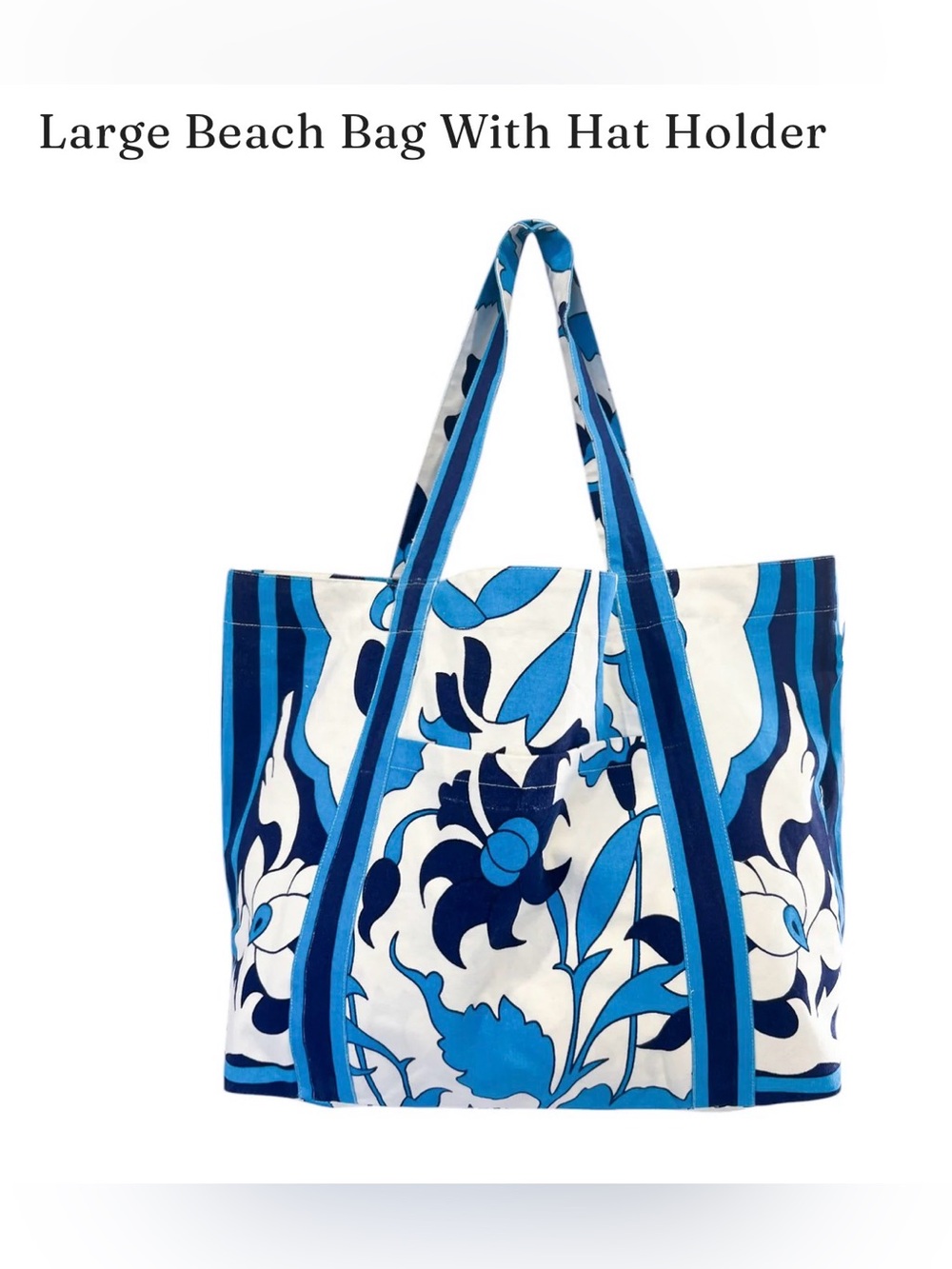 Alicia Bell Blue Floral Canvas Beach Tote & pouch